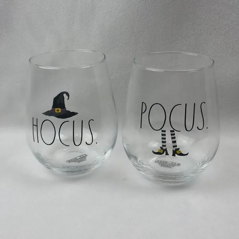 Rae Dunn set of two stemless wine glasses